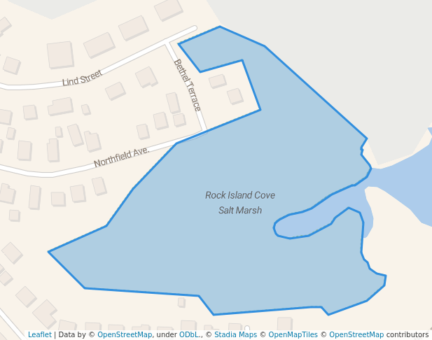 walking in Rock Island Cove Salt Marsh map in Quincy