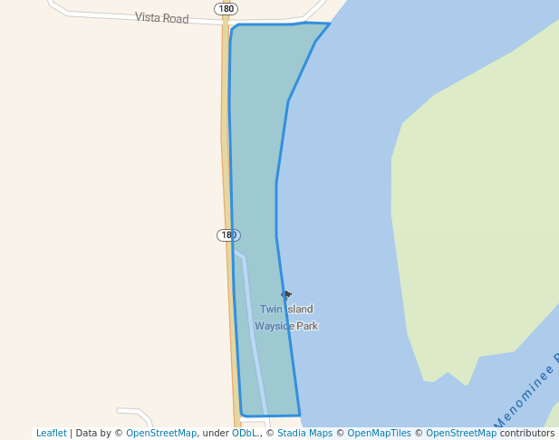 walking in Twin Island Wayside Park map in Porterfield