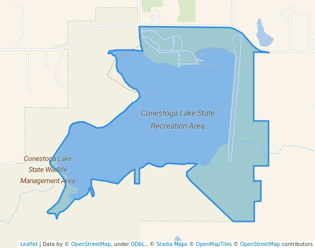 walking in Conestoga Lake State Recreation Area map in Denton