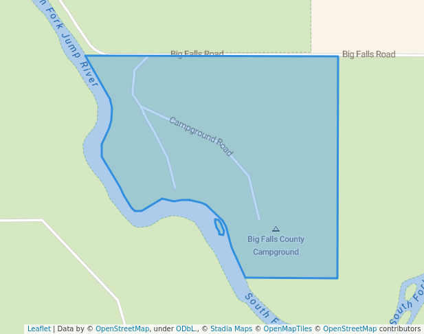 walking in Big Falls County Park map in Kennan