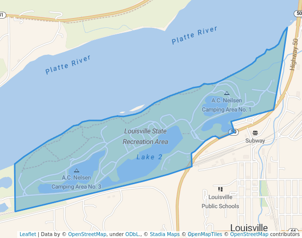 walking in Louisville State Recreation Area map in Louisville