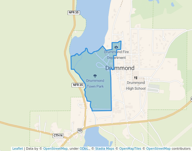 walking in Drummond Town Park map in Drummond