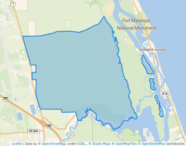 walking in Faver-Dykes State Park map in Saint AUG BEACH