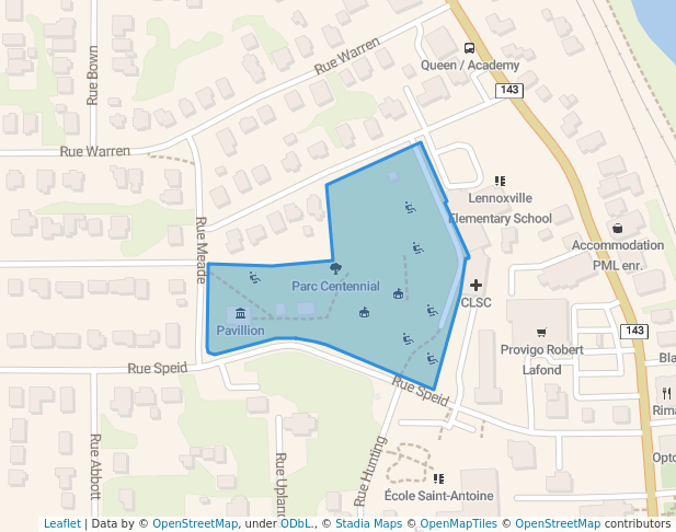 walking in Parc Centennial map in Sherbrooke