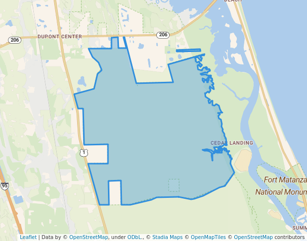 walking in Matanzas State Forest map in Saint AUG BEACH