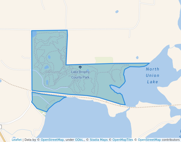 walking in Lake Brophy County Park map in Alexandria