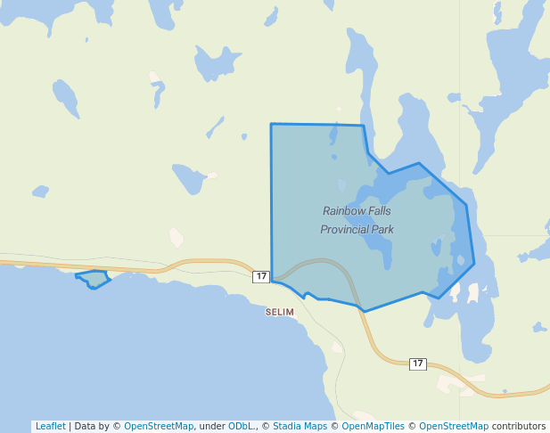 walking in Rainbow Falls map in Rossport