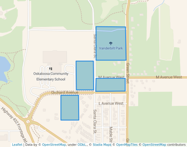 walking in Vanderbilt Park map in Oskaloosa
