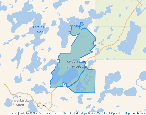 walking in Sandbar Lake Provincial Park map in Ignace