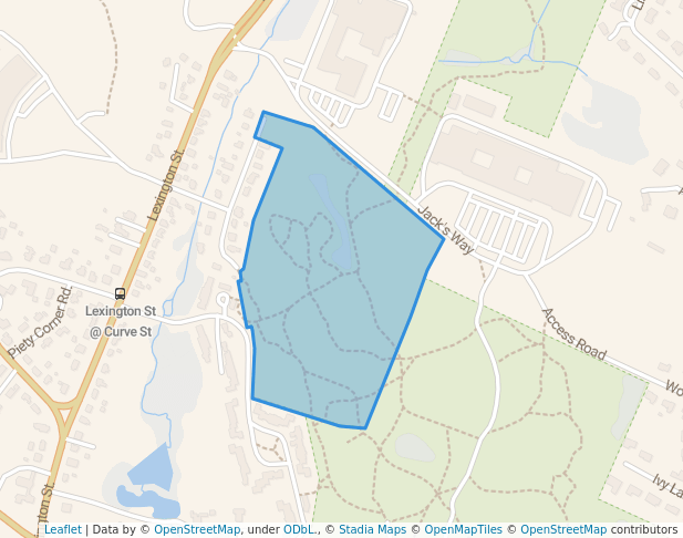 walking in Chesterbrook Woods map in Waltham