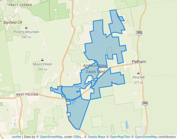 walking in Amherst Water Supply Land map in Pelham