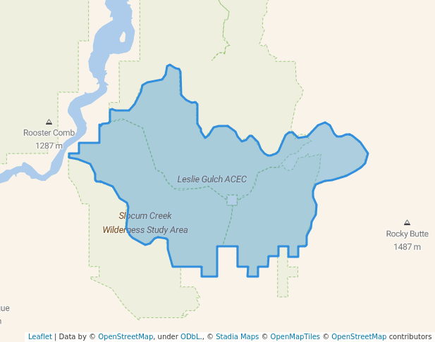 walking in Leslie Gulch ACEC map in South Mountain