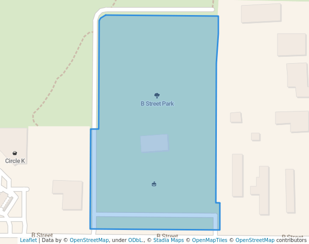 walking in B Street Park map in Socorro