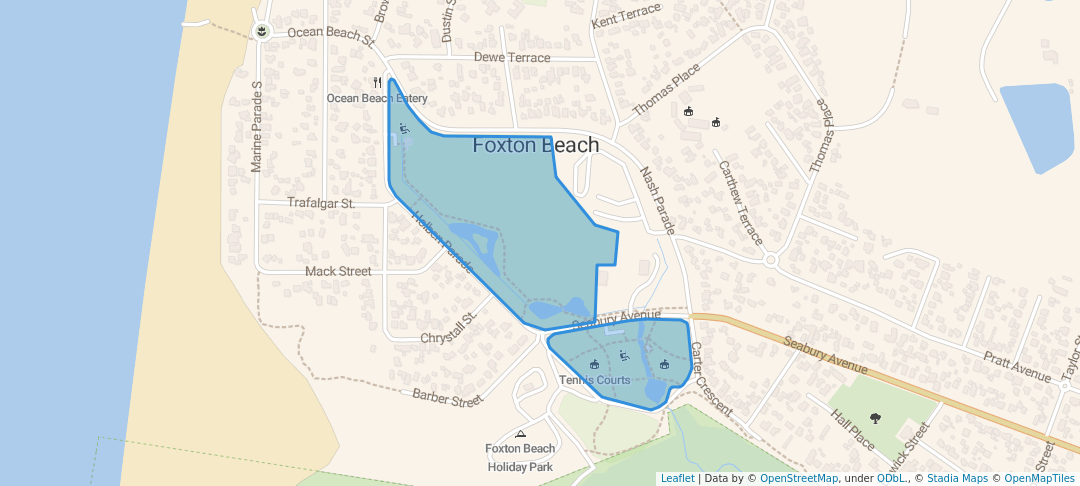 walking in Holben / Te Wharangi Reserve map in Foxton Beach