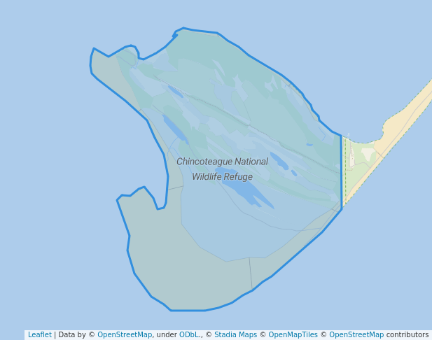 walking in Chincoteague National Wildlife Refuge map in Chincoteague