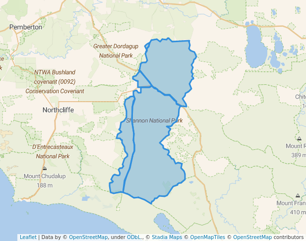 walking in Shannon National Park map in Meerup