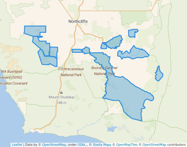 walking in Boorara-Gardner National Park map in Meerup