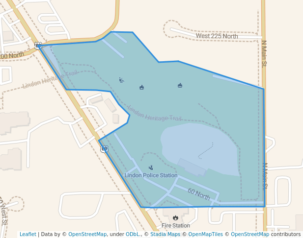 walking in Lindon City Center Park map in Lindon