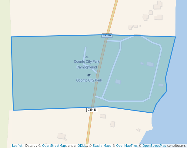 walking in Oconto City Park map in Oconto