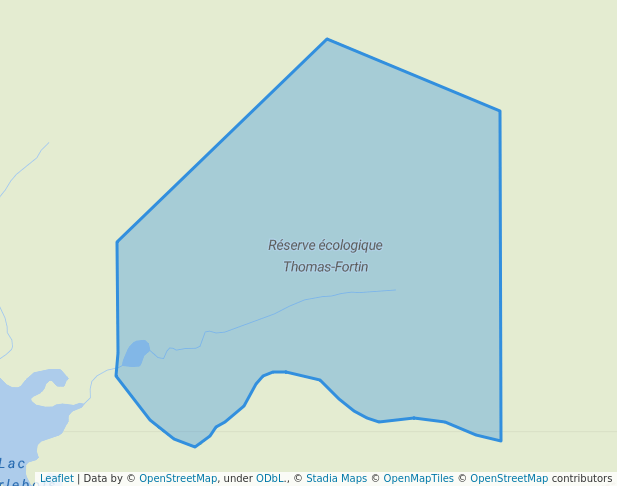 walking in Réserve écologique Thomas-Fortin map in Saint-Urbain