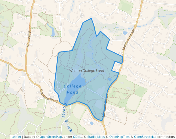 walking in Weston College Land map in Weston