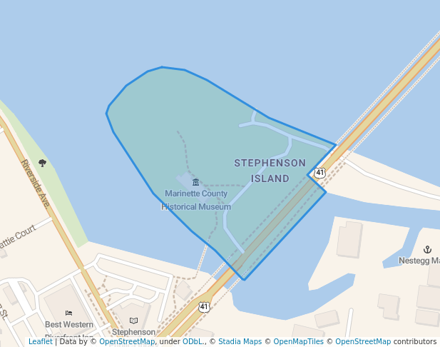 walking in Stephenson Island map in Marinette