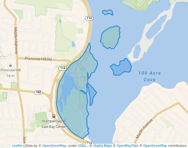 walking in Osamequin Nature Trails and Bird Sanctuary map in Barrington