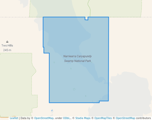 walking in Narriearra Caryapundy Swamp National Park map in Broken Hill West
