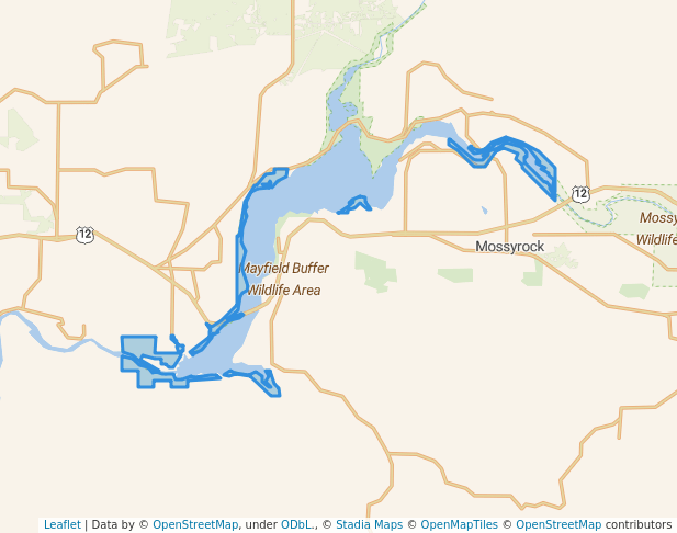 walking in Mayfield Buffer Wildlife Area map in Mossyrock