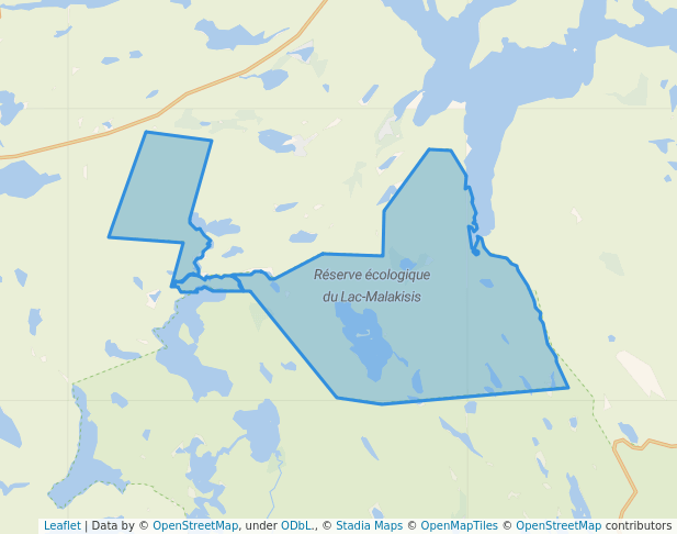 walking in Réserve écologique du Lac-Malakisis map in Dupuy