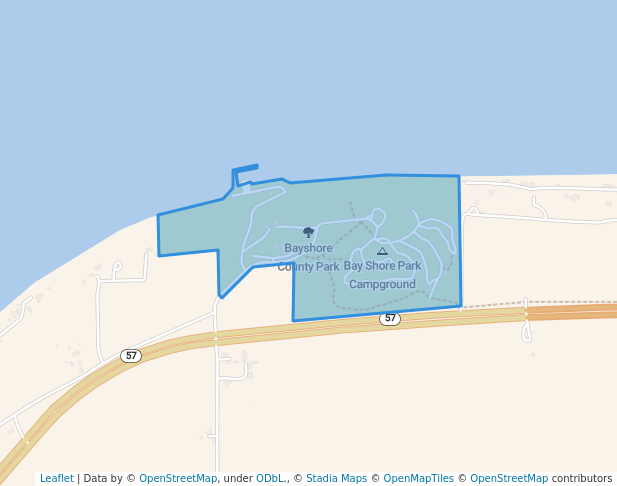 walking in Bayshore County Park map in New Franken