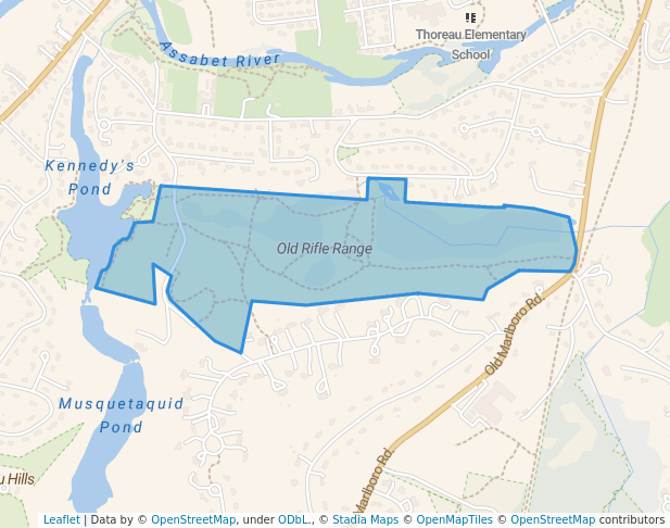walking in Old Rifle Range map in Concord