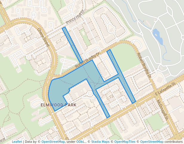 walking in Campau Park map in Detroit
