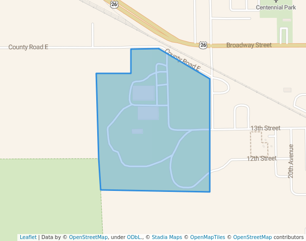 walking in Scotts Bluff County Fairgrounds map in Mitchell