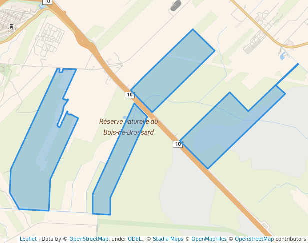 walking in Réserve naturelle du Bois-de-Brossard map in Brossard