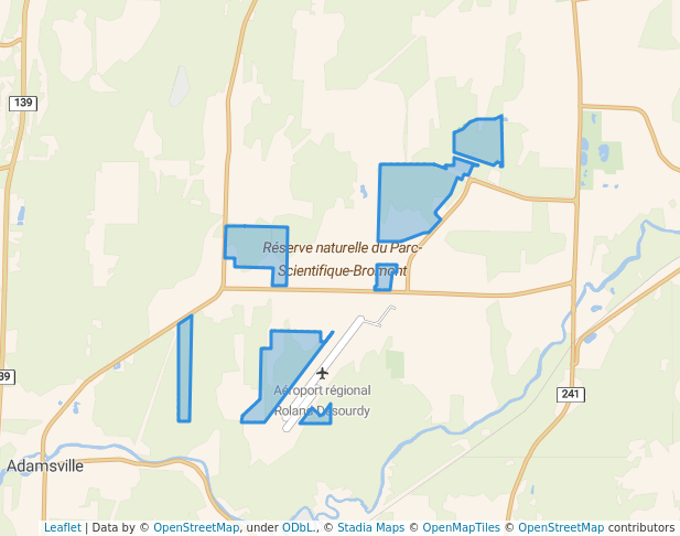 walking in Réserve naturelle du Parc-Scientifique-Bromont map in Bromont