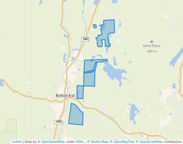 walking in Réserve naturelle des Collines-de-Bolton-Est map in Bolton-Est