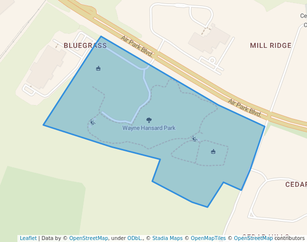 walking in Wayne Hansard Park map in Talbott