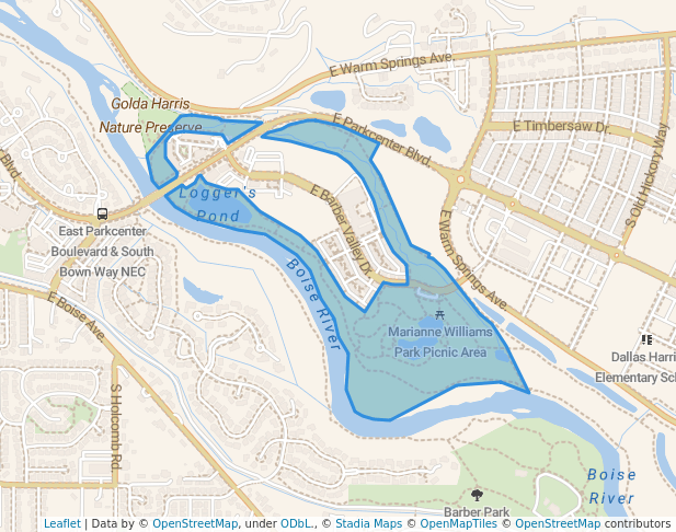 walking in Marianne Williams Park map in Boise