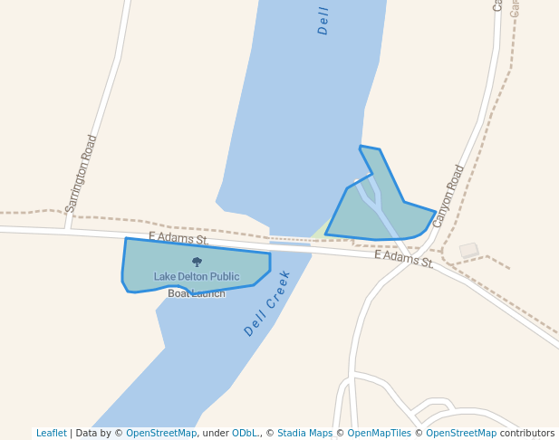 walking in Lake Delton Public Boat Launch map in Wisconsin Dells