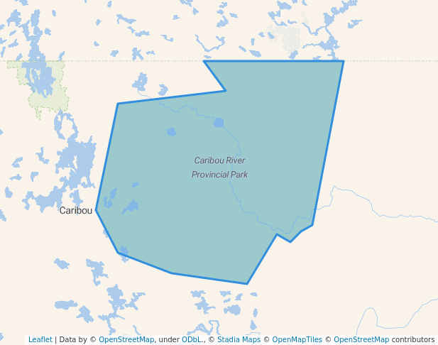 walking in Caribou River Provincial Park map in Churchill