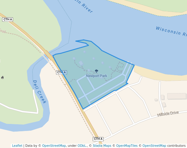 walking in Newport Park map in Wisconsin Dells