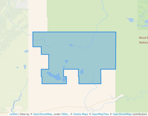 walking in Caribou Mountains Wildland Provincial Park map in Calais