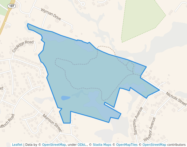 walking in Harold A. King Town Forest map in Swampscott