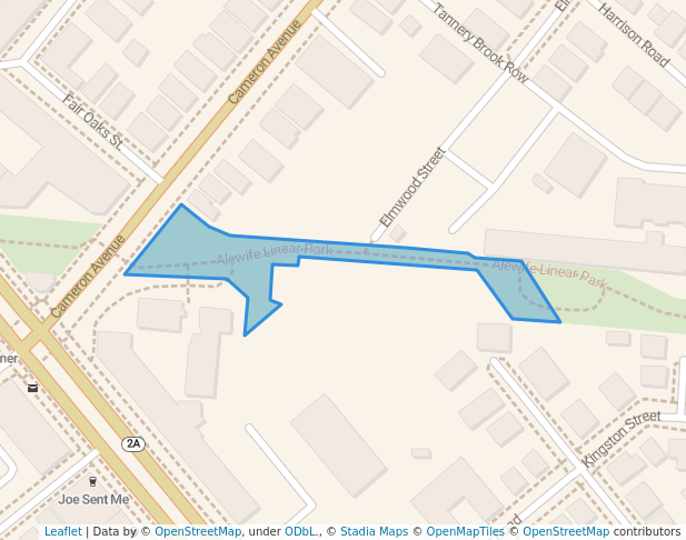walking in Alewife Linear Park map in Cambridge