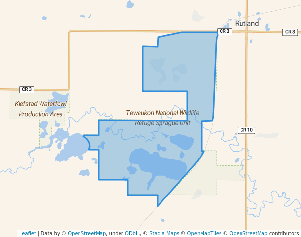 walking in Tewaukon National Wildlife Refuge Sprague Unit map in Havana