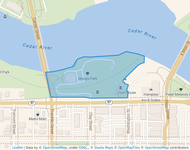 walking in Sturgis Park map in Cedar Falls