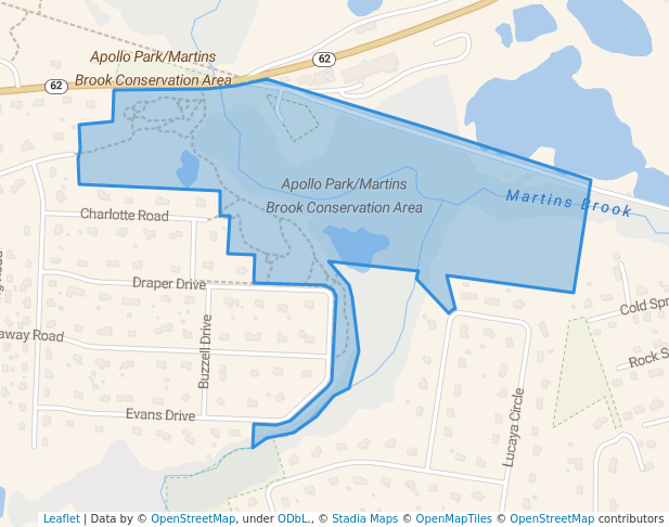 walking in Apollo Park/Martins Brook Conservation Area map in Wilmington
