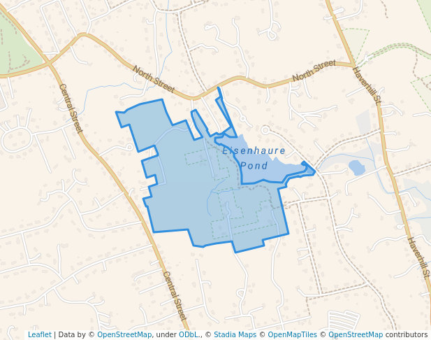 walking in Eisenhaure Pond Park map in North Reading