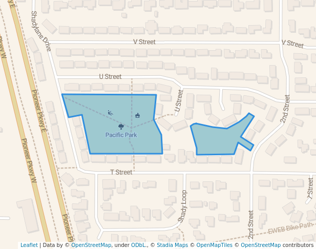 walking in Pacific Park map in Springfield